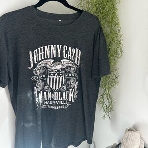 SHEIN Johnny Cash Graphic Tee - Dark Gray
